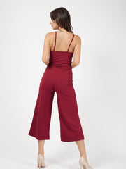 Button Detail Belted Culotte Jumpsuit