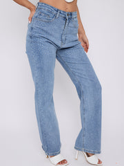 Diamante Studded Front Denim Jeans
