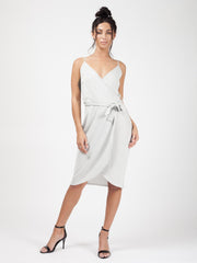 Wrap Front Belted Lurex Dress