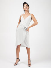 Wrap Front Belted Lurex Dress