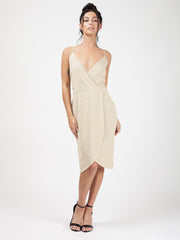 Wrap Front Belted Lurex Dress