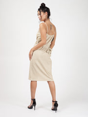 Wrap Front Belted Lurex Dress