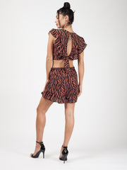 Zebra Print Frill Detail Co-ord