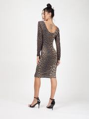Lurex Leopard Print Midi Dress