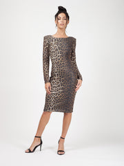 Lurex Leopard Print Midi Dress