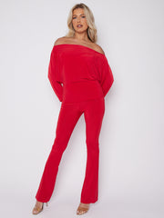 Slinky Batwing Bardot Top & Flare Trouser Co-ord