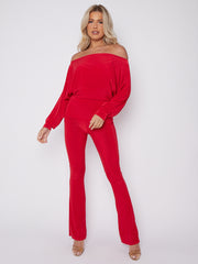 Slinky Batwing Bardot Top & Flare Trouser Co-ord