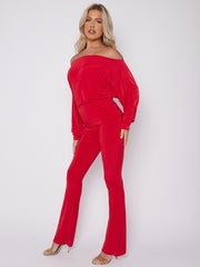 Slinky Batwing Bardot Top & Flare Trouser Co-ord