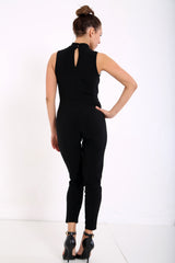 Wrap Over Choker Neck Jumpsuit