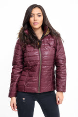 Wet Look Fur Hood Padded Jacket