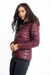 Wet Look Fur Hood Padded Jacket
