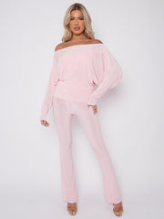 Slinky Batwing Bardot Top & Flare Trouser Co-ord