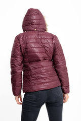 Wet Look Fur Hood Padded Jacket
