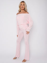 Slinky Batwing Bardot Top & Flare Trouser Co-ord