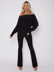Slinky Batwing Bardot Top & Flare Trouser Co-ord
