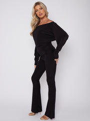 Slinky Batwing Bardot Top & Flare Trouser Co-ord