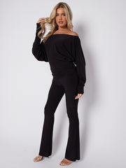 Slinky Batwing Bardot Top & Flare Trouser Co-ord