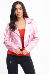 Faux Leather Cropped Biker Jacket