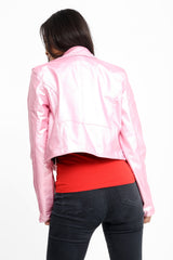 Faux Leather Cropped Biker Jacket