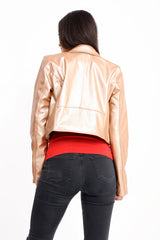 Faux Leather Cropped Biker Jacket