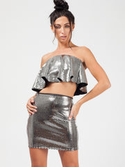 Sequin Frill Crop Top & Skirt Co-ord