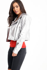Faux Leather Cropped Biker Jacket