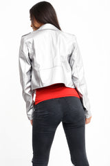 Faux Leather Cropped Biker Jacket