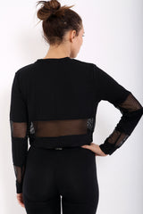 Oversized 'TROUBLESOME' Fishnet Stripe Crop Top