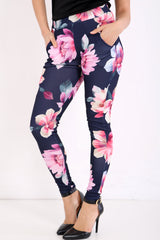 Blumendruckkrepp -Leggings