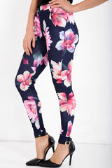 Blumendruckkrepp -Leggings