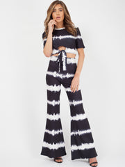 Tie Dye Knot Front Crop Top & Trouser Co-ord