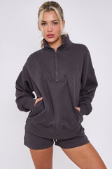 1/2 Zip Top & Shorts Fleece Co-ord