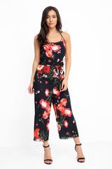 Floral Print Tie Knot Belted Cami Culotte
