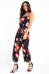 Floral Print Tie Knot Belted Cami Culotte