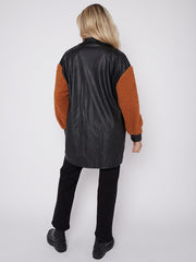 Oversized Faux Leather Borg Shacket