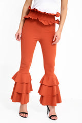 Multi Layered Ruched Frill Trousers