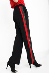 Popper Button Striped Trousers