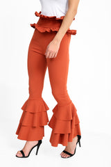Multi Layered Ruched Frill Trousers