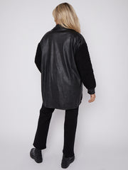 Oversized Faux Leather Borg Shacket