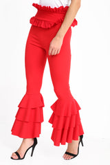 Multi Layered Ruched Frill Trousers