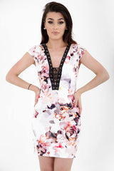 Schnüren -up -Floralkörperkleid mit Ösen trimm