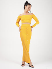 Knopknoop geribbelde crop top & maxi rok coöperatie