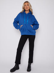 Ribbon Drawstring Ruched Sleeves Fleeced Hoodie