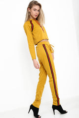 Stripe Panelled Hooded Crop Loungewear Set