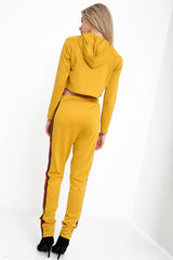 Stripe Panelled Hooded Crop Loungewear Set
