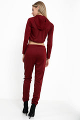 Stripe Panelled Hooded Crop Loungewear Set