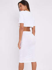 Be-Unique Graphic Crop Top & Midi Skirt Co-ord