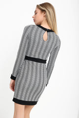 Herringbone Mesh Insert Bodycon Dress