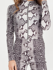 Snake Print Zip Front Jumpsuit