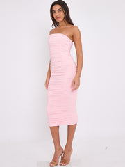 Slinky Ruched Bandeau Bodycon Dress